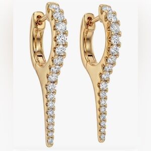 Contemporary Gold Plated CZ Dagger Earrings- New in Box
